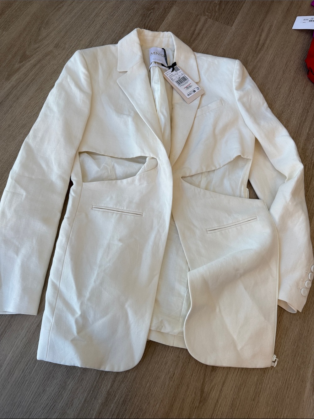 Mango Cream Tailored Blazer